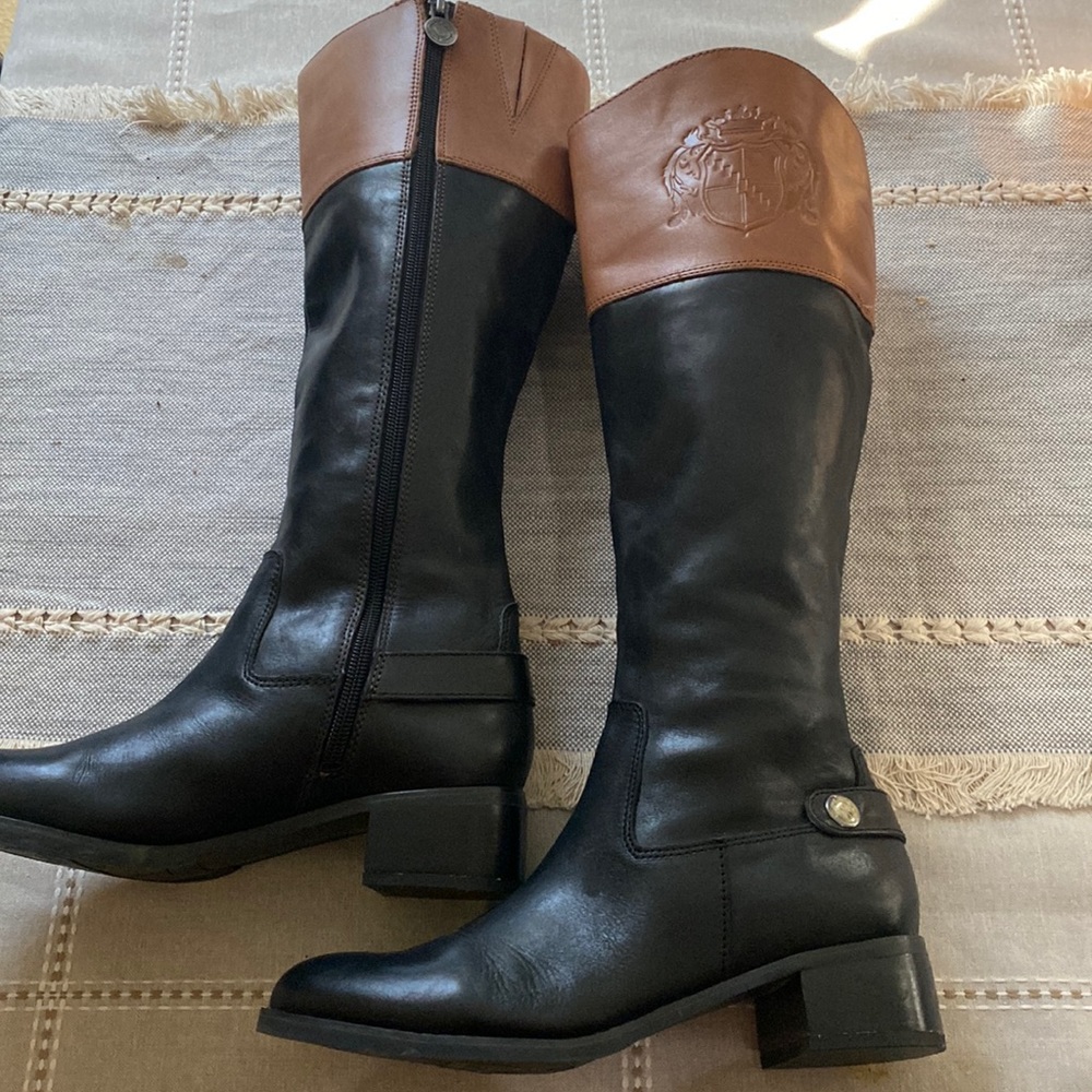 Franco sarto Black and Tan zippered boots size 6 - Picture 1 of 10
